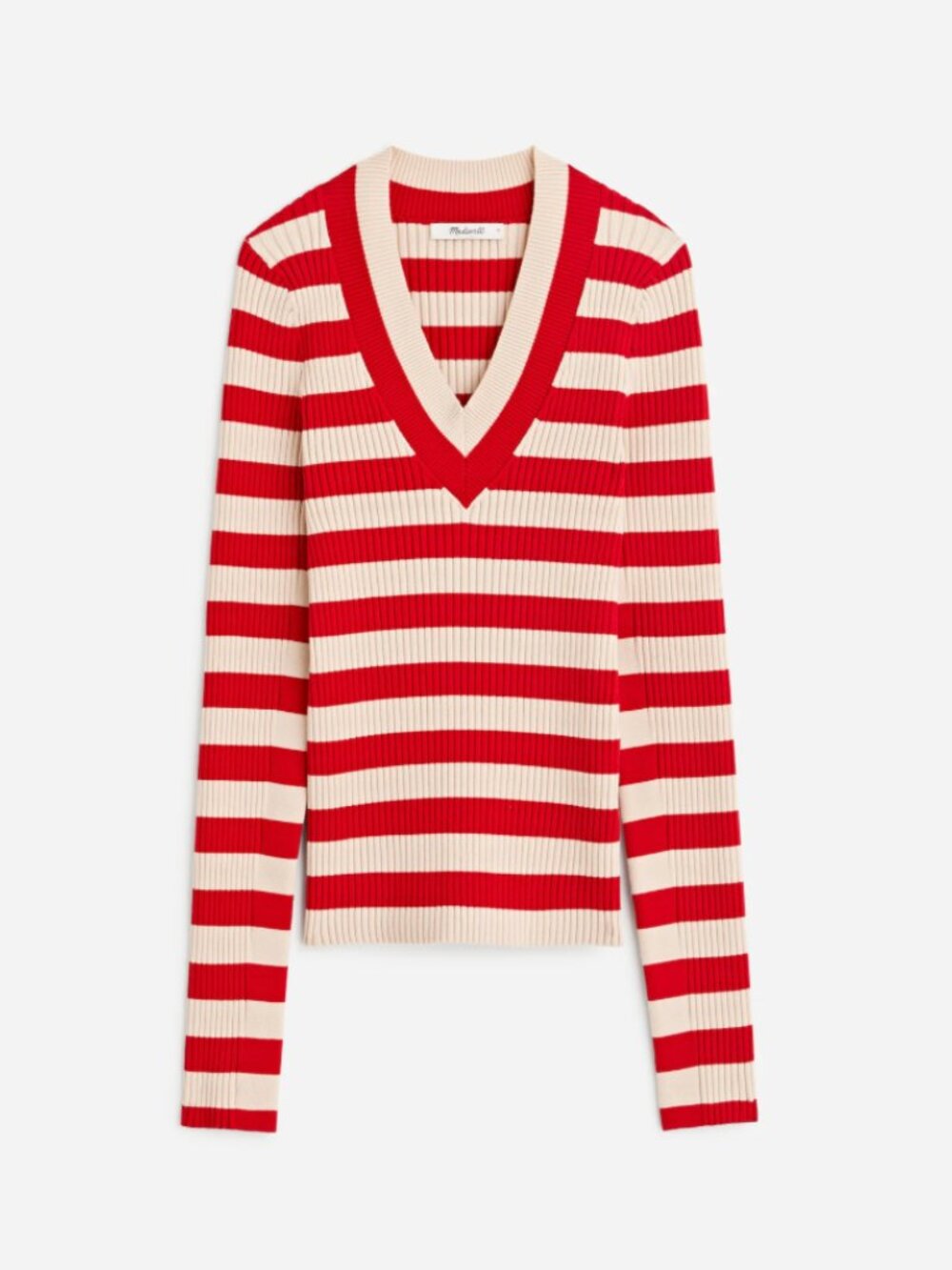 Madewell V-Neck Sweater in Stripe • size large • NWT • NT749